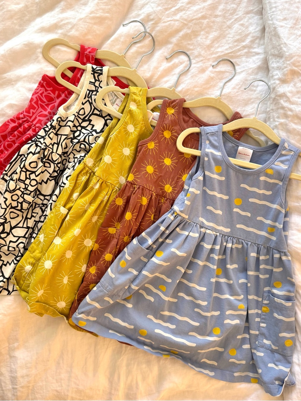 Bundle of 5 Gently Used Hanna Andersson Sleeveless Playground Dresses w/ Pockets